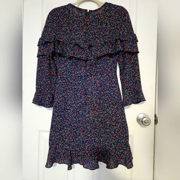 JACK by BB DAKOTA Blue Floral Mini Dress Long sleeves  Size S - Picture 5 of 16